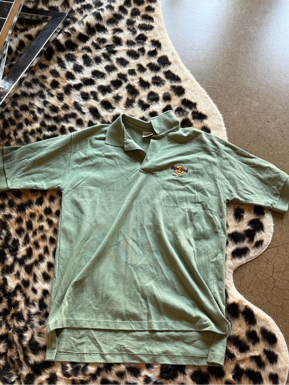 Hard Rock Cafe Sage Green Polo Shirt with Embroidered Logo